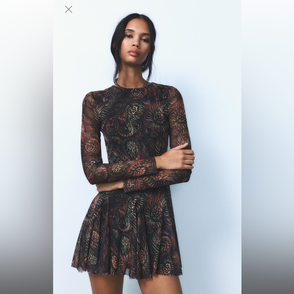Zara NWT printed tulle dress